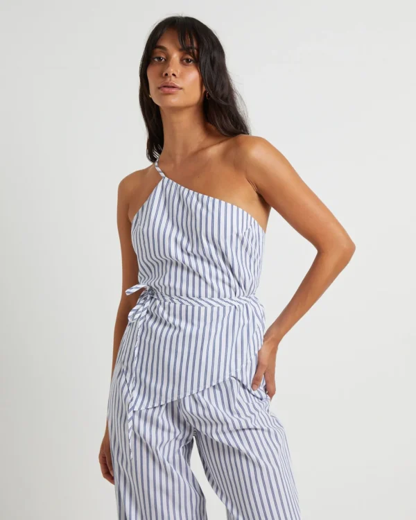 Online SUBTITLED Adeline Asymmetric Cami Top In White Stripe