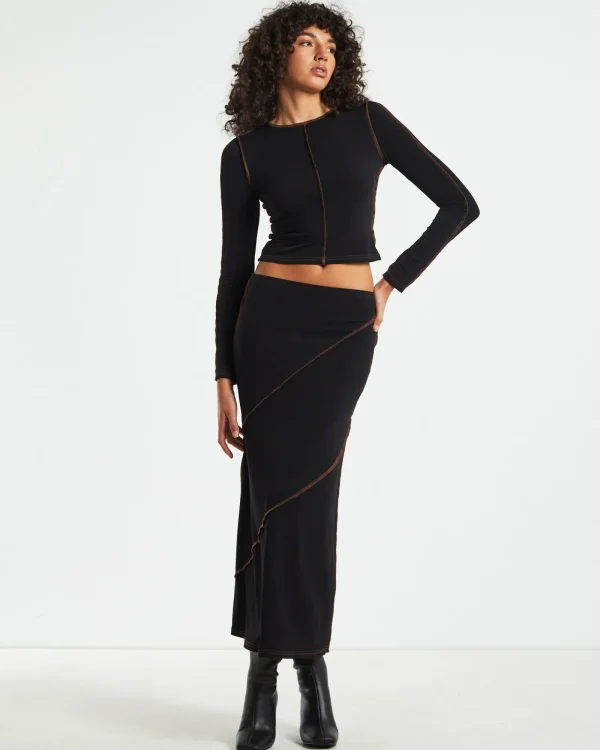 Best ALICE IN THE EVE Amelie Slinky Contrast Long Sleeve Top Black