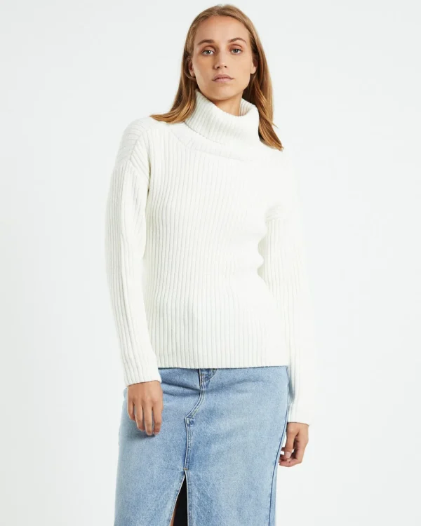 Cheap ALICE IN THE EVE Amina Tie Back Boxy Knit Jumper White