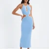 Best SUBTITLED Athena Contrast Bind Midi Cut Out Dress Blue