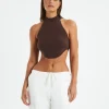 Best Sale SUBTITLED Athena High Neck Knit Top Mocha Brown