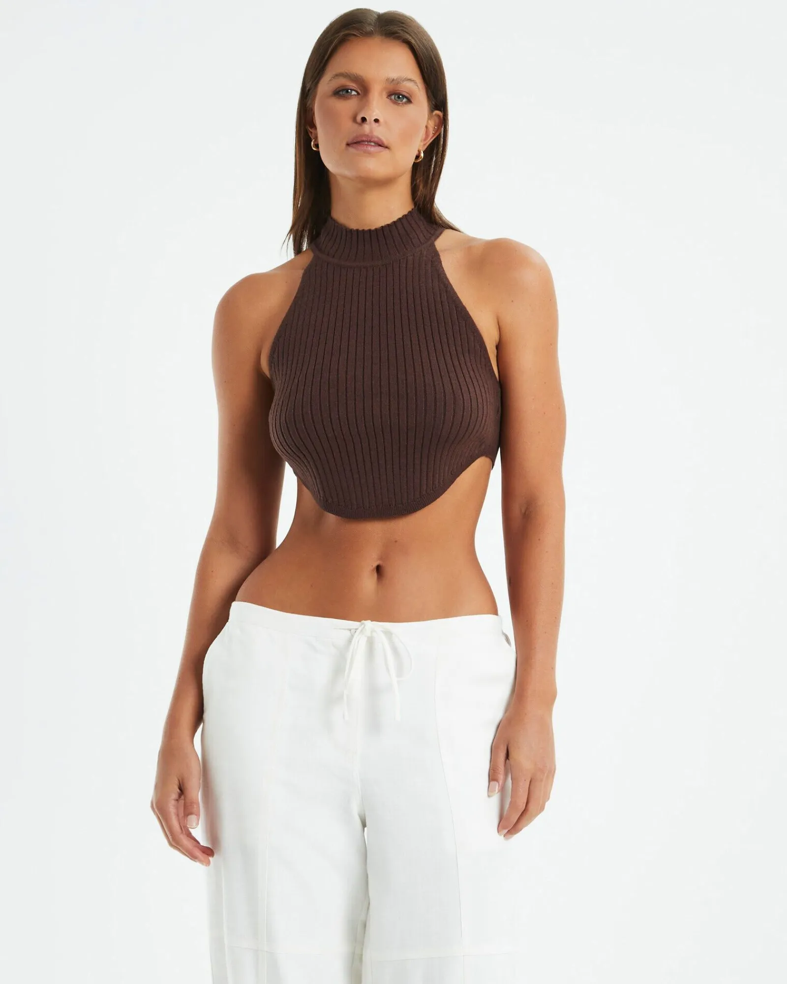 athena_high_neck_knit_top_0.webp Best Sale SUBTITLED Athena High Neck Knit Top Mocha Brown