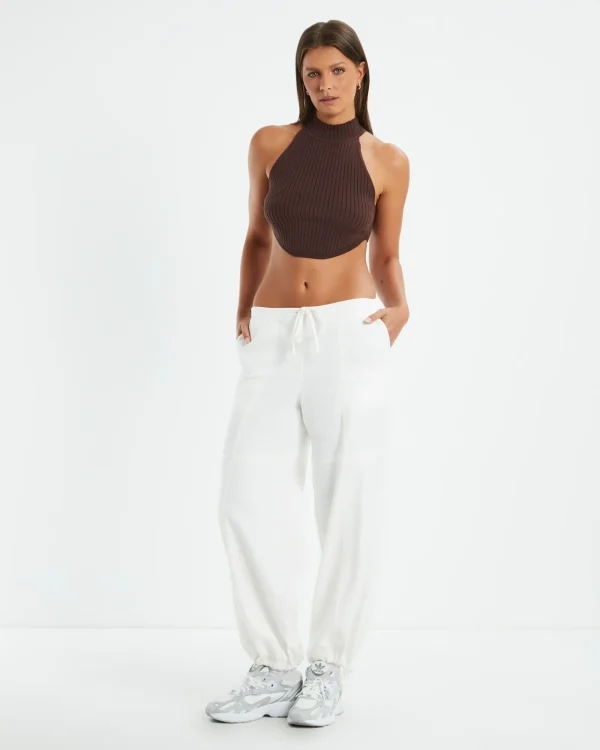 Best Sale SUBTITLED Athena High Neck Knit Top Mocha Brown