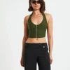 Outlet NEON HART Athena Zip Front Halter Neck Corset In Khaki Green