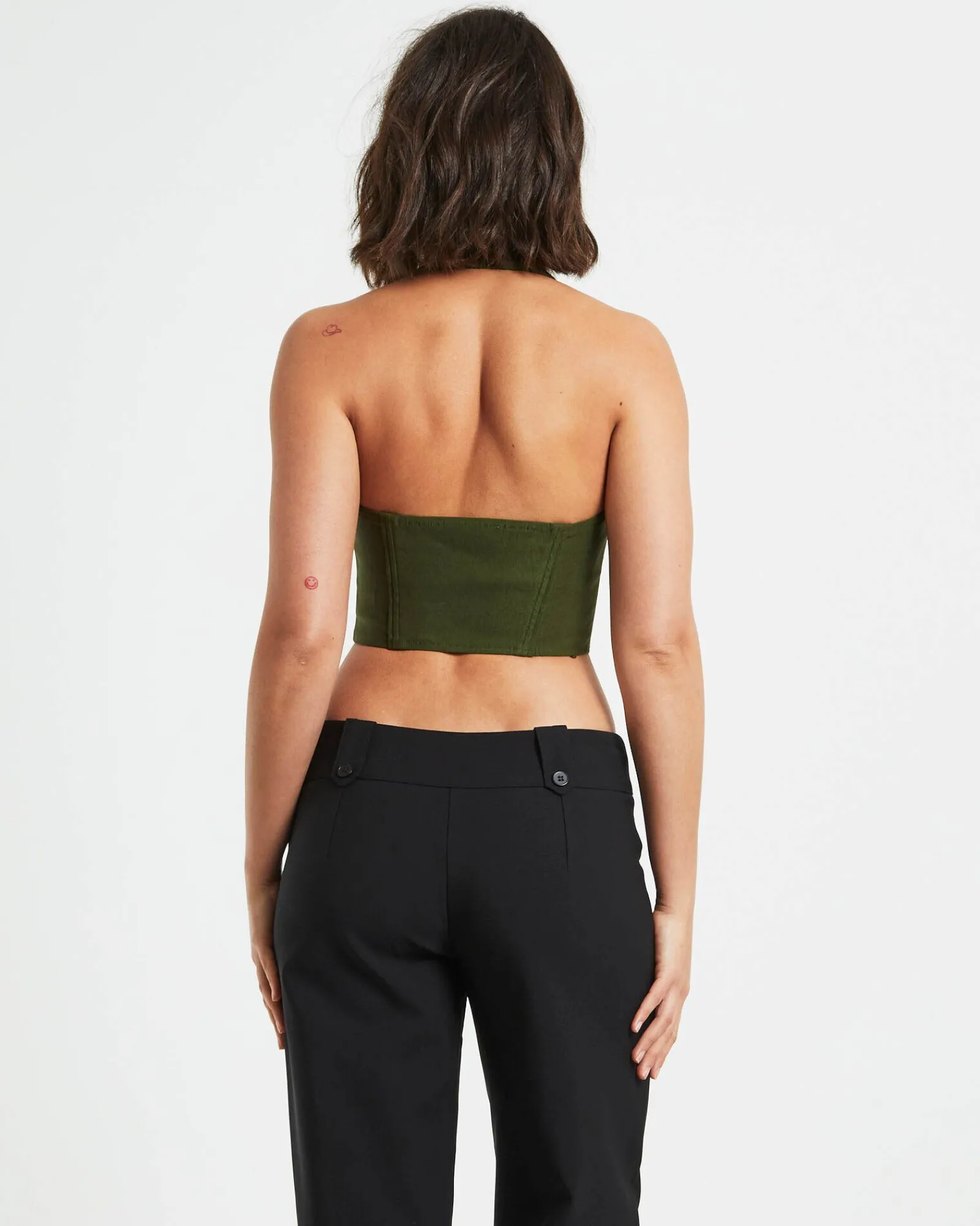 athena_zip_front_halter_n_1.webp Outlet NEON HART Athena Zip Front Halter Neck Corset In Khaki Green