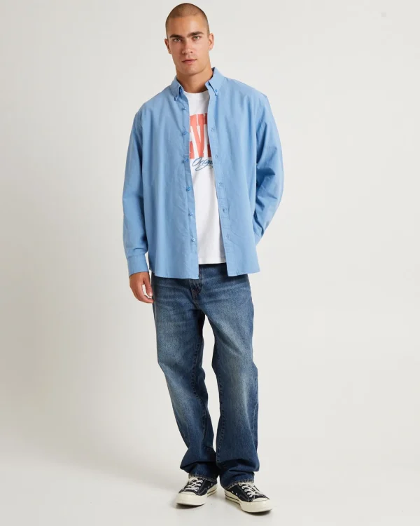 Discount LEVIS Authentic Button Down Long Sleeve Shirt Allure Blue