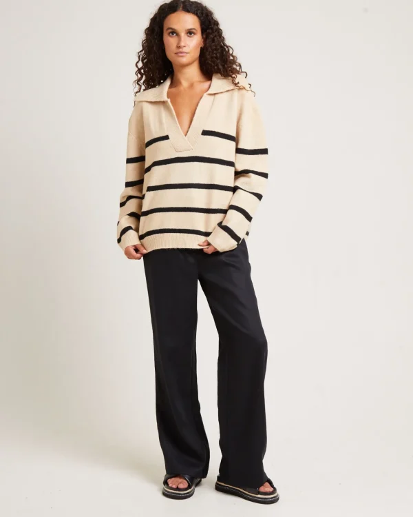 Shop SUBTITLED Avari Knit Lounge Polo Jumper Oat