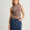Best Sale ALICE IN THE EVE Avery High Neck Ruch Tank Top