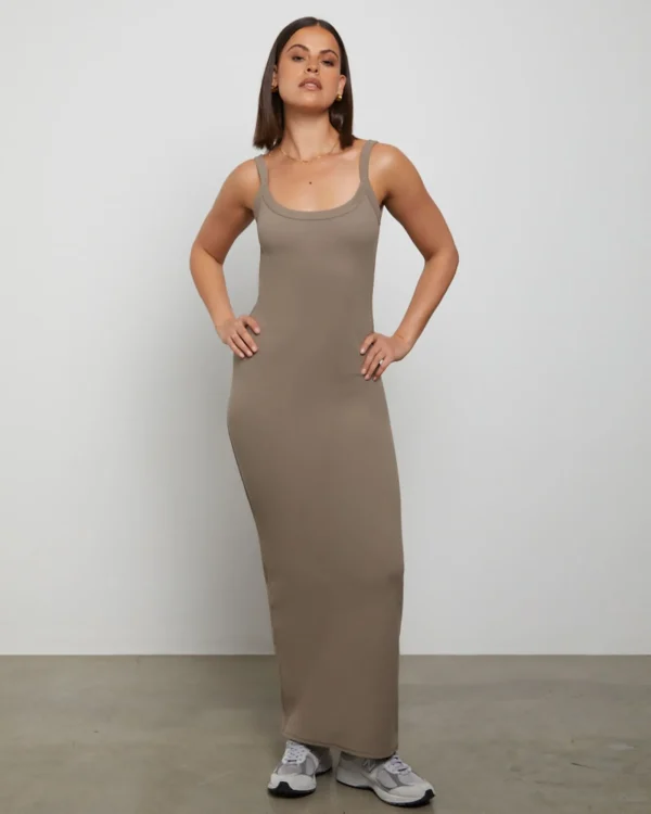 Fashion GENERAL PANTS CO. BASICS Backless Midi Dress In Brown