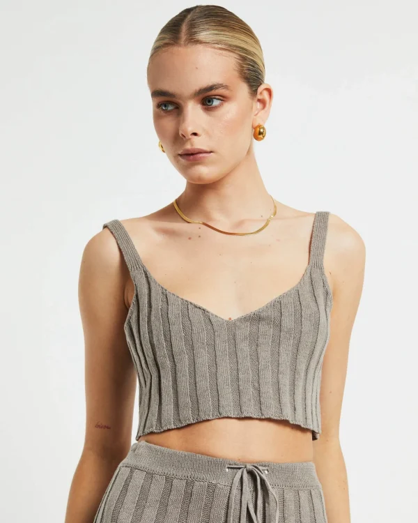 Shop SUBTITLED Bambi Knit Tank Top In Mushroom