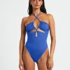 Shop SUBTITLED Bandeau One Piece In Cobalt Blue