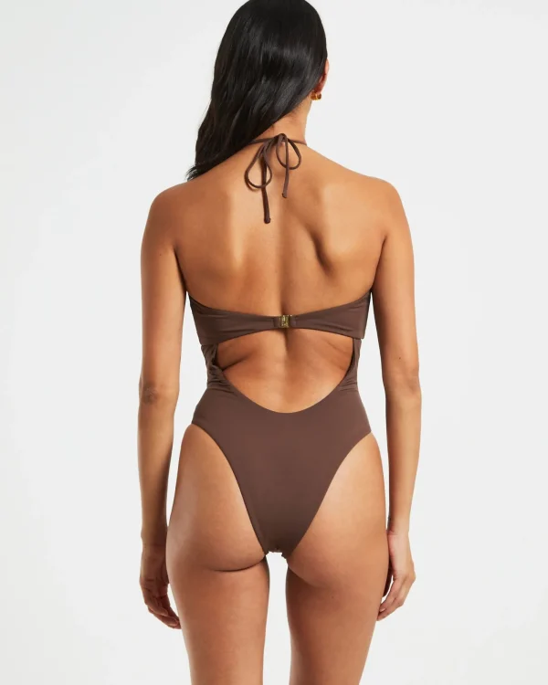 Cheap SUBTITLED Bandeau One Piece In Coffee Brown