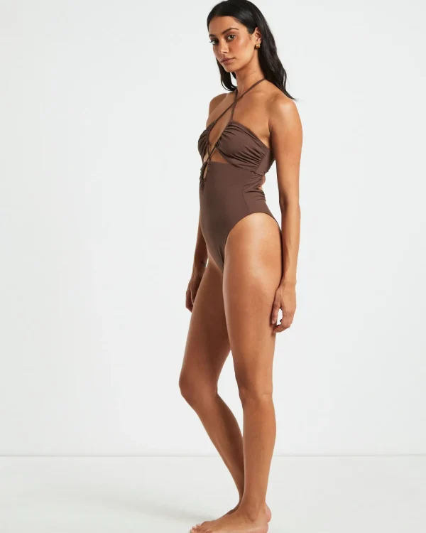 Cheap SUBTITLED Bandeau One Piece In Coffee Brown