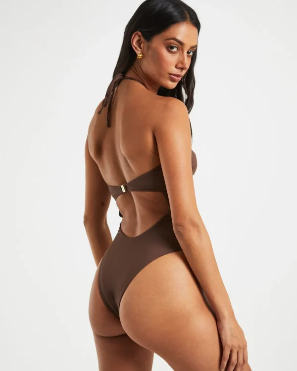 Cheap SUBTITLED Bandeau One Piece In Coffee Brown