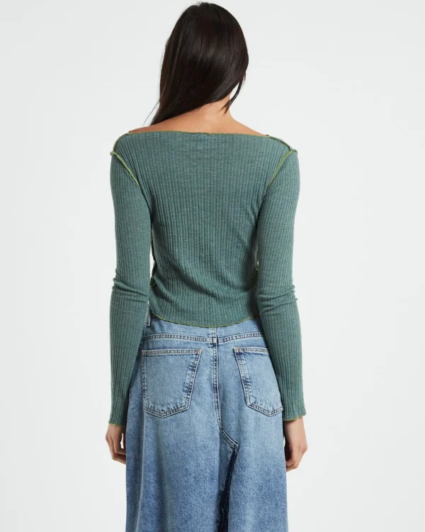 Cheap BDG URBAN OUTFITTERS Bdg Cut Out Long Sleeve Top Green