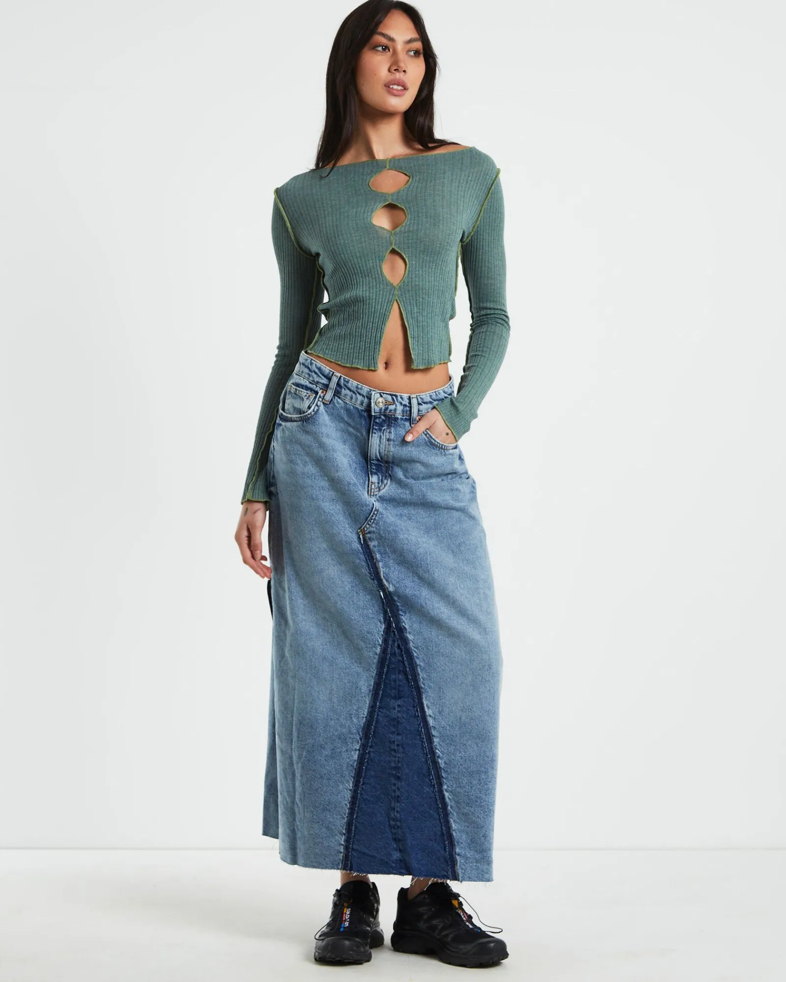 bdg_cut_out_long_sleeve_t_2.webp Cheap BDG URBAN OUTFITTERS Bdg Cut Out Long Sleeve Top Green