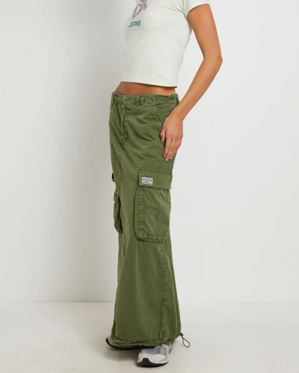 Online BDG URBAN OUTFITTERS Bdg Marta Multi Pocket Maxi Skirt In Khaki