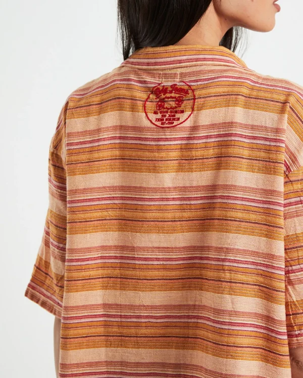 Clearance BDG URBAN OUTFITTERS Bdg Nolan Bowling Shirt Stripe Orange