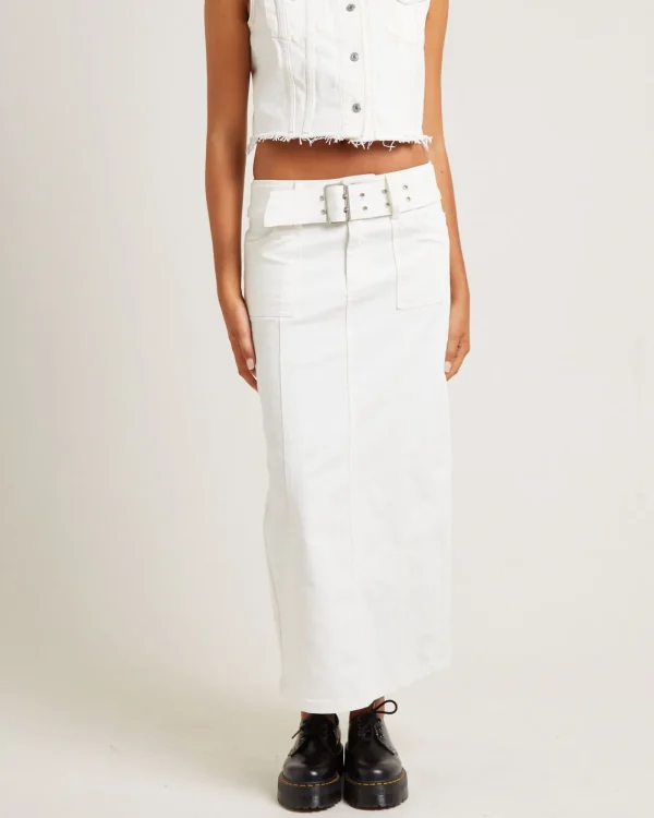 Best INSIGHT Billy Denim Maxi Skirt Vintage White