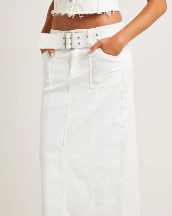 Best INSIGHT Billy Denim Maxi Skirt Vintage White