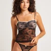 Cheap LOVE NOTES Blair Rosette Contrast Lace Overlay Cami Black