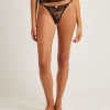 Hot LOVE NOTES Blair Rosette Lace Thong Black
