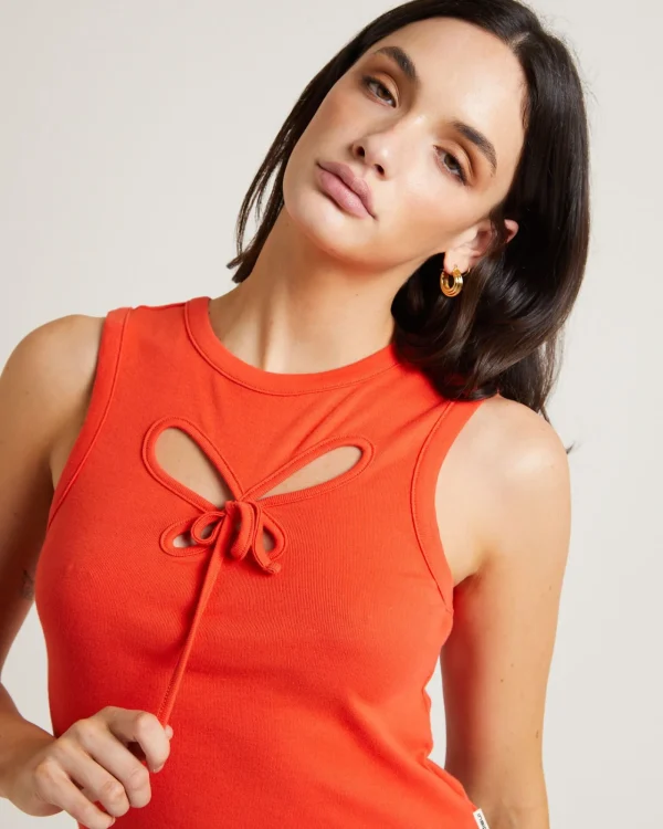 Best INSIGHT Blossom Cut Out Tank Top In Chilli Red
