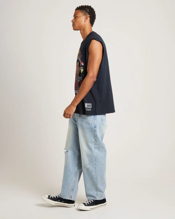 Cheap MITCHELL & NESS Bulls Muscle Top In Faded Black