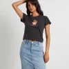Outlet AFENDS Burning Recycled Baby Tee In Stone Black