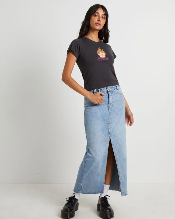 Outlet AFENDS Burning Recycled Baby Tee In Stone Black