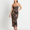 New NEON HART Carmen Dark Cloud Mesh Midi Dress In Brown