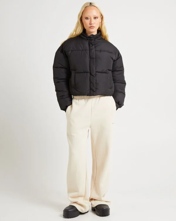 Discount SUBTITLED Casey Cropped Puffer Jacket Black