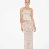 Clearance STUDIO Cassie Low Rise Sheer Slip Skirt In Beige