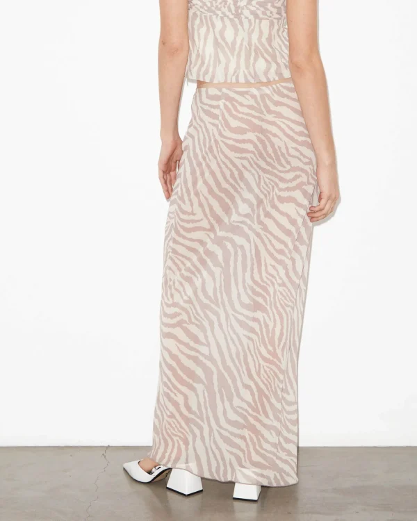 Clearance STUDIO Cassie Low Rise Sheer Slip Skirt In Beige