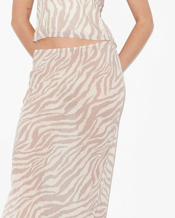 Clearance STUDIO Cassie Low Rise Sheer Slip Skirt In Beige