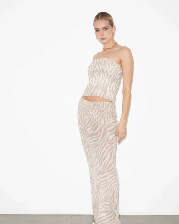 Shop STUDIO Cassie Ruched Corset Top In Beige