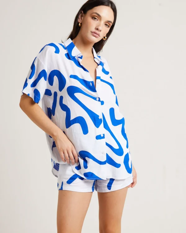 Outlet SUBTITLED Charlie Swirl Short Sleeve Shirt In Blue