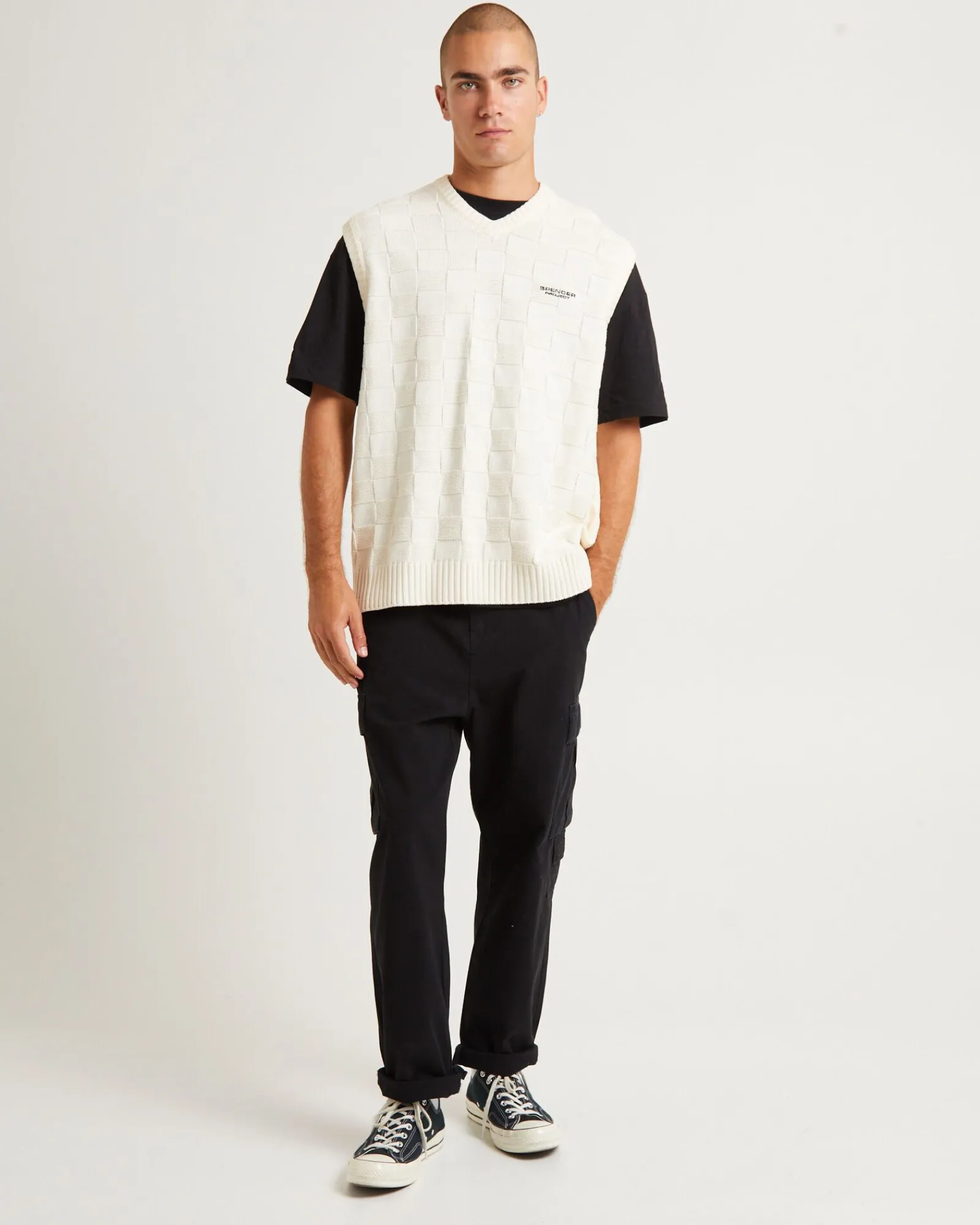 check_knit_vest_2.webp Discount SPENCER PROJECT Check Knit Vest