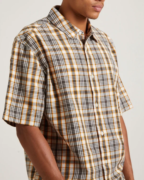 Cheap AFENDS Check Out Recycled Short Sleeve Shirt In Moonbeam Check