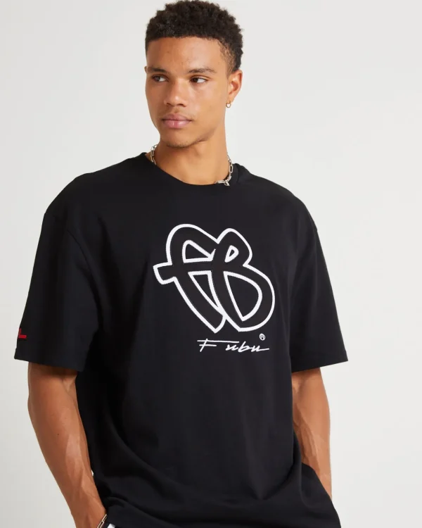 Outlet FUBU Classic Short Sleeve T-Shirt Black/White