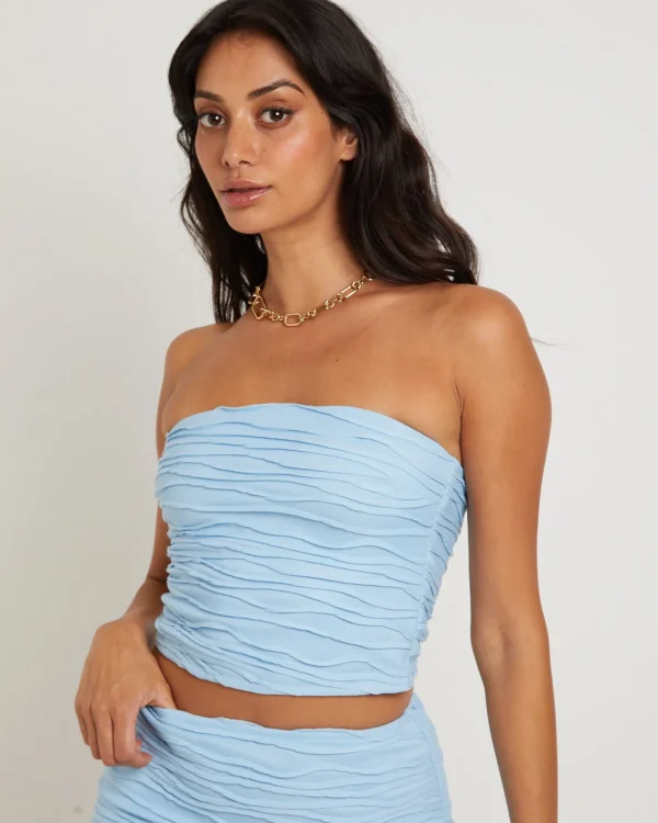 Store ALICE IN THE EVE Cleo Crinkle Tube Top In Baby Blue