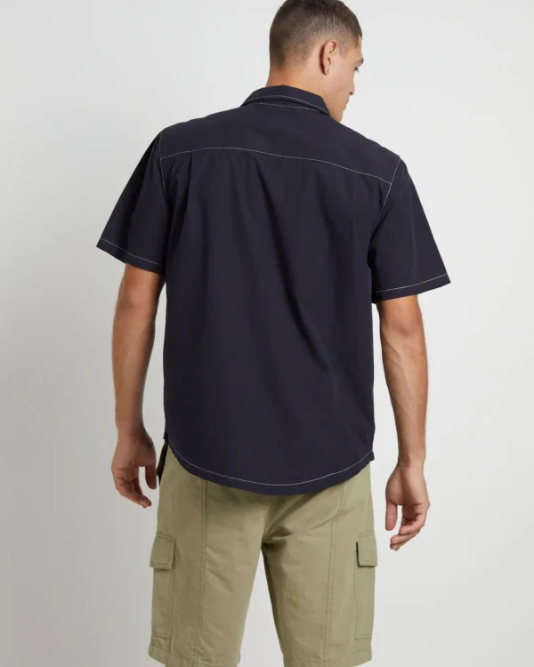 Outlet LARRIET Cliff Short Sleeve Shirt In Navy