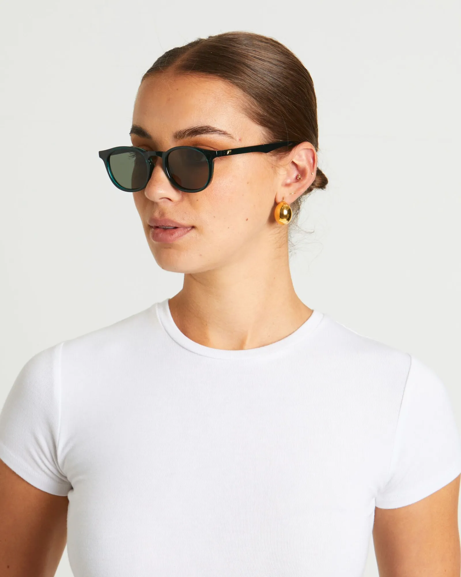 club_royale_sunglasses_in_1.webp Store LE SPECS Club Royale Sunglasses In Bottle Green/ Khaki Mono
