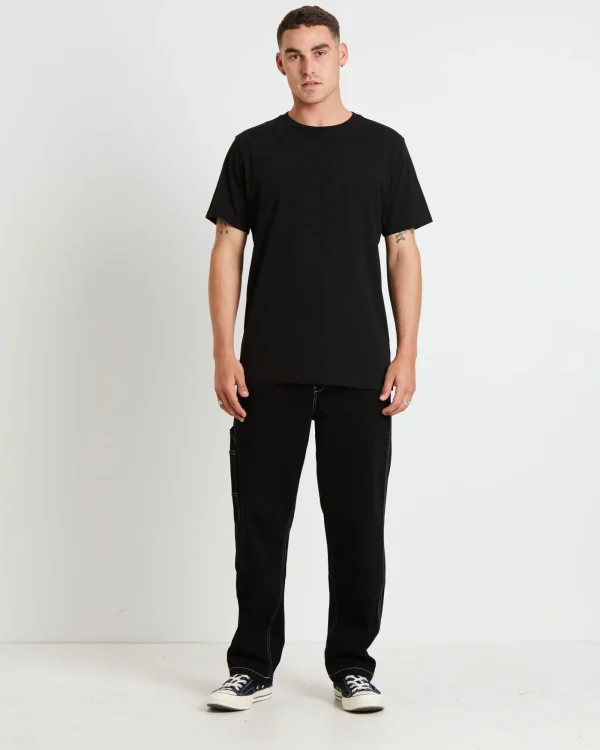 New TAIKAN Contrast Stitch Carpenter Pants In Black