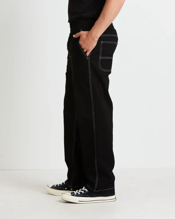 New TAIKAN Contrast Stitch Carpenter Pants In Black