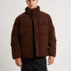 Clearance CALVIN KLEIN Corduroy Puffer Jacket Dark Chestnut