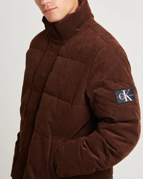 Clearance CALVIN KLEIN Corduroy Puffer Jacket Dark Chestnut
