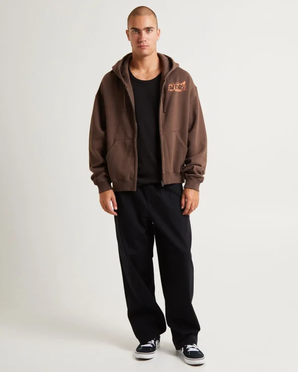 New AFENDS Cosmic Life Recycled Zip Hoodie Coffee