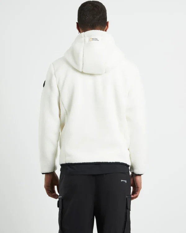 Fashion NATIONAL GEOGRAPHIC Costoni Fleece Hoodie Zip-Up Jacket Sugar Swizzle Ivory