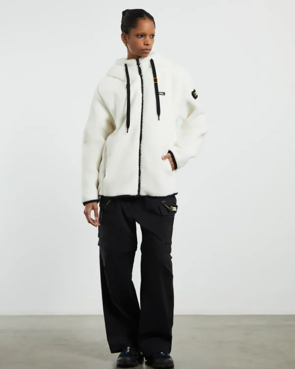 Fashion NATIONAL GEOGRAPHIC Costoni Fleece Hoodie Zip-Up Jacket Sugar Swizzle Ivory